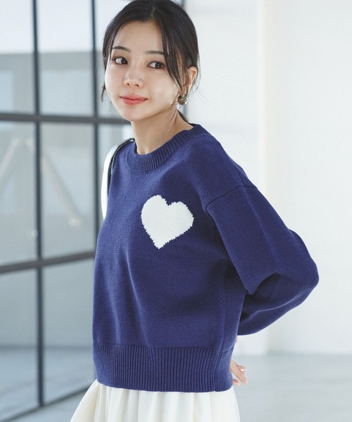 VIS（ビス）の「【洗える】ハートモチーフニット（ニット/セーター