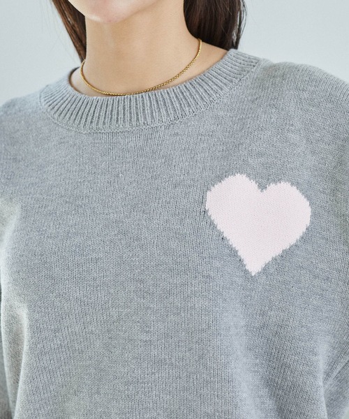 VIS（ビス）の「【洗える】ハートモチーフニット（ニット/セーター