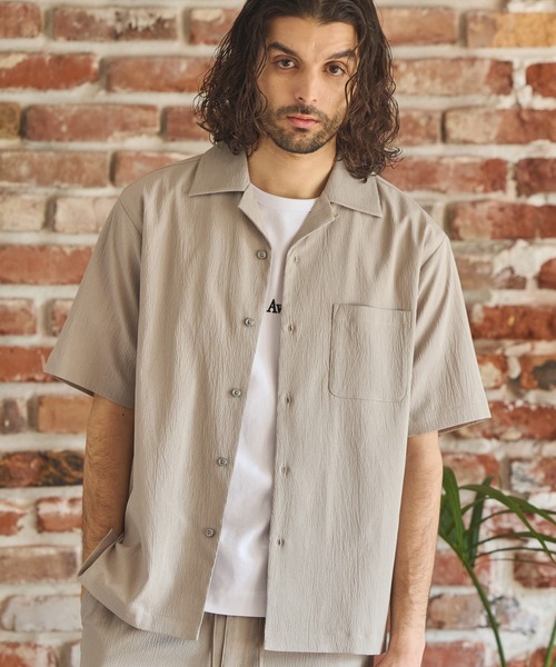 RATTLE TRAP（ラトルトラップ）の「楊柳カチオン半袖開襟シャツ（シャツ/ブラウス・メンズ・ブラック/ベージュ/ブラウン/グリーン・S/M/L/LL）」の3枚目の写真