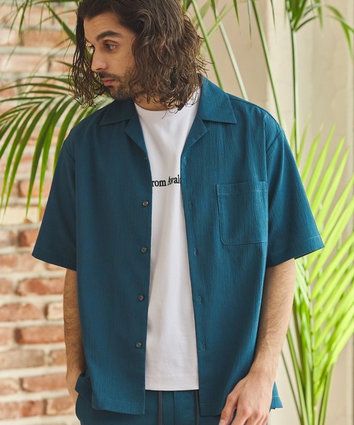 RATTLE TRAP（ラトルトラップ）の「楊柳カチオン半袖開襟シャツ（シャツ/ブラウス・メンズ・ブラック/ベージュ/ブラウン/グリーン・S/M/L/LL）」の4枚目の写真