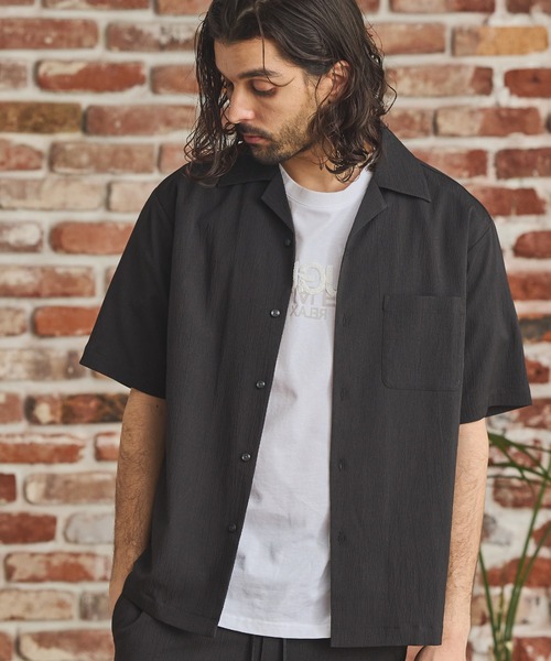 RATTLE TRAP（ラトルトラップ）の「楊柳カチオン半袖開襟シャツ（シャツ/ブラウス・メンズ・ブラック/ベージュ/ブラウン/グリーン・S/M/L/LL）」の2枚目の写真