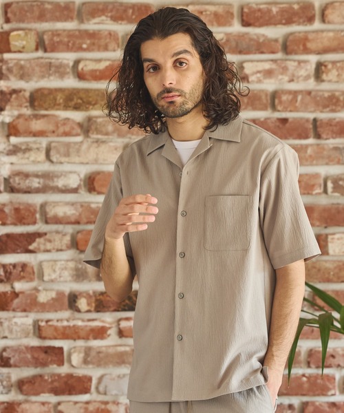 RATTLE TRAP（ラトルトラップ）の「楊柳カチオン半袖開襟シャツ（シャツ/ブラウス・メンズ・ブラック/ベージュ/ブラウン/グリーン・S/M/L/LL）」の9枚目の写真