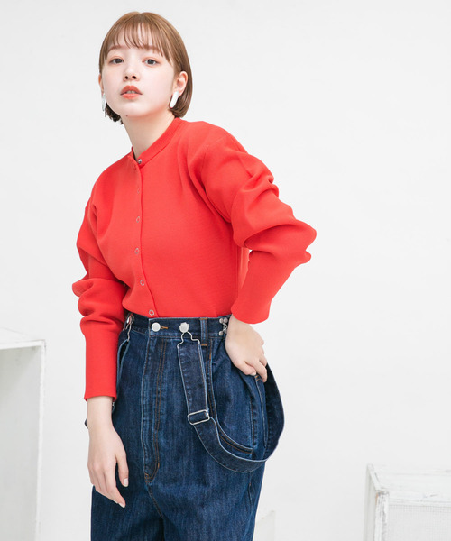 KBF（ケイビーエフ）の「リングドットボタンニットカーディガン（カーディガン/ボレロ・レディース・レッド系その他/ライトベージュ/イエロー系その他・ONE）」の15枚目の写真