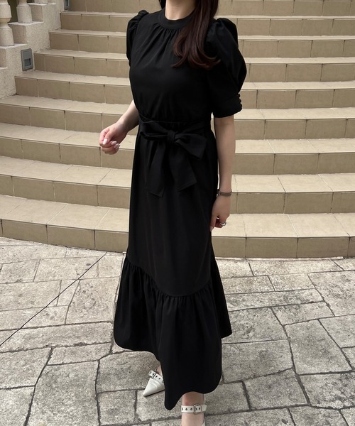 ビリティスディセッタン ベロアロングワンピース　ティアードフリル　黒　近年モデル ビリティスディセッタン ベロアロングワンピース ティアード