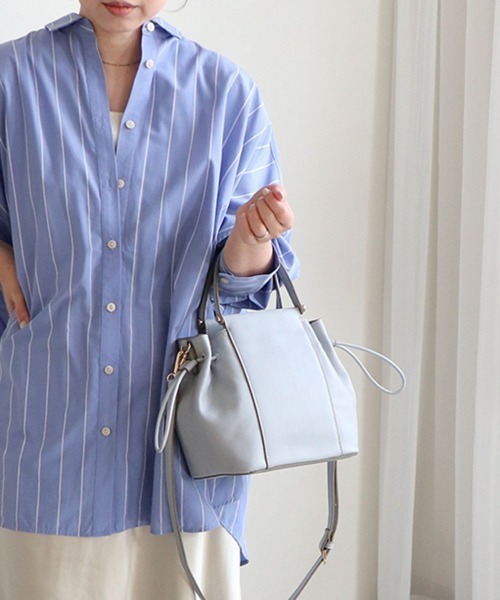 MIAN （ミアン）の「サイドドロスト2wayトートバッグ（トートバッグ・レディース・イエロー/サックスブルー/ブラック/アイボリー・FREE）」の6枚目の写真