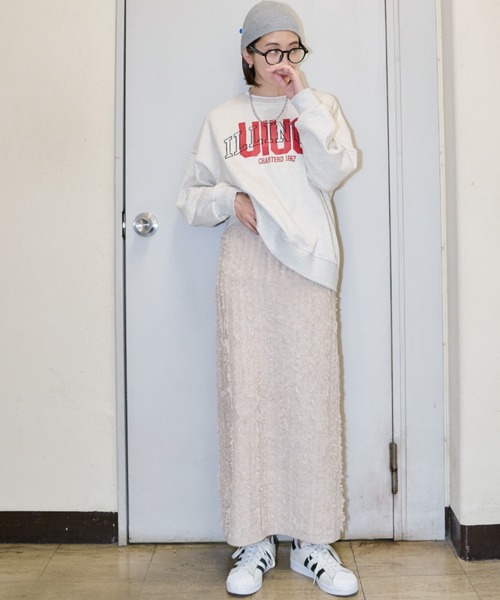 Auntie Rosa Holiday(アンティローザホリデー)の「フリンジニットナロースカート(スカート・レディース・グレー/ベージュ・FREE)」の19枚目の写真