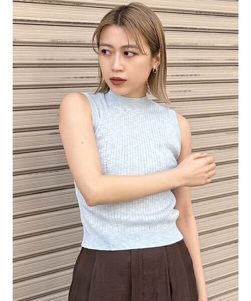 MURUA(ムルーア)の「ベーシックニットタンク(タンクトップ・レディース・ホワイト/ライトブルー/ブラック/ピンク・FREE)」の6枚目の写真