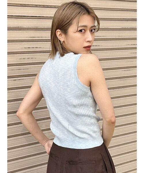 MURUA(ムルーア)の「ベーシックニットタンク(タンクトップ・レディース・ホワイト/ライトブルー/ブラック/ピンク・FREE)」の8枚目の写真