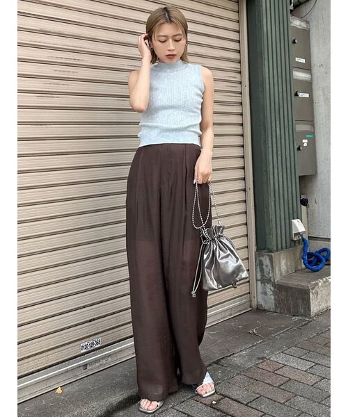 MURUA(ムルーア)の「ベーシックニットタンク(タンクトップ・レディース・ホワイト/ライトブルー/ブラック/ピンク・FREE)」の9枚目の写真