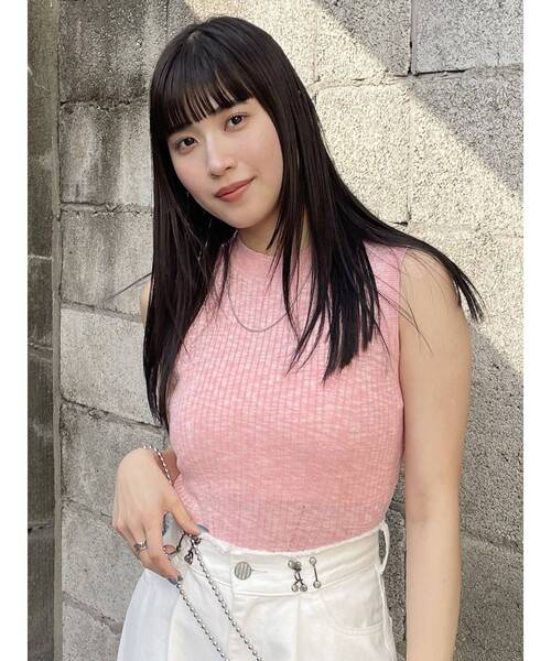 MURUA(ムルーア)の「ベーシックニットタンク(タンクトップ・レディース・ホワイト/ライトブルー/ブラック/ピンク・FREE)」の11枚目の写真