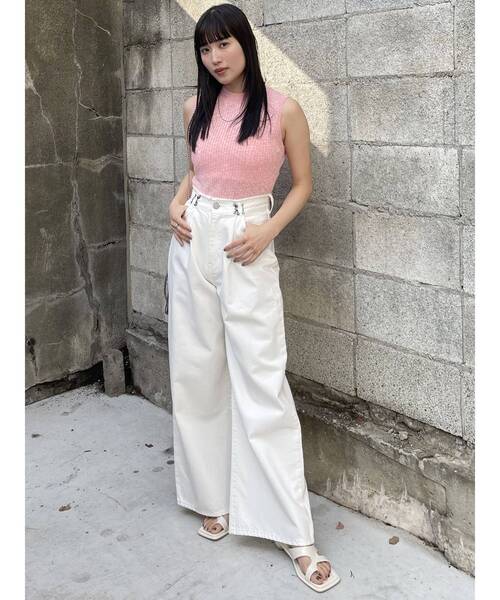 MURUA(ムルーア)の「ベーシックニットタンク(タンクトップ・レディース・ホワイト/ライトブルー/ブラック/ピンク・FREE)」の13枚目の写真