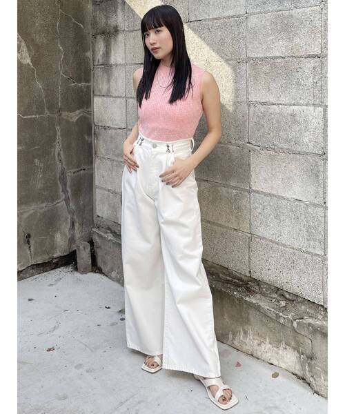 MURUA(ムルーア)の「ベーシックニットタンク(タンクトップ・レディース・ホワイト/ライトブルー/ブラック/ピンク・FREE)」の14枚目の写真