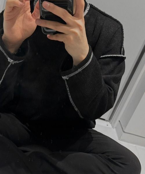 ASCLO（エジュクロ）の「ASCLO  Stitch Range Overfit Knit T（Tシャツ/カットソー・メンズ・ホワイト/ブラック・FREE）」の7枚目の写真