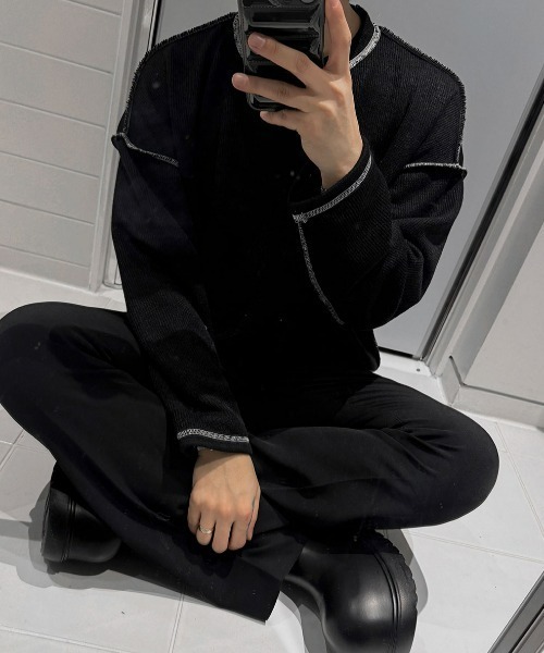 ASCLO（エジュクロ）の「ASCLO  Stitch Range Overfit Knit T（Tシャツ/カットソー・メンズ・ホワイト/ブラック・FREE）」の8枚目の写真
