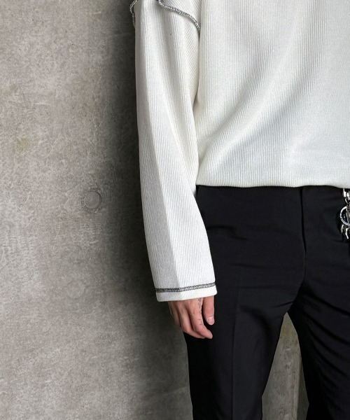 ASCLO（エジュクロ）の「ASCLO  Stitch Range Overfit Knit T（Tシャツ/カットソー・メンズ・ホワイト/ブラック・FREE）」の12枚目の写真