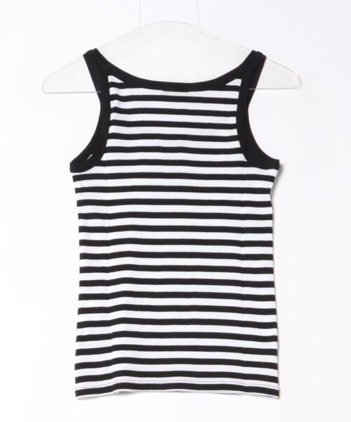 BENETTON (UNITED COLORS OF BENETTON)（ベネトンユナイテッドカラーズオブベネトン）の「ブランドロゴ刺繍入り先染めボーダーキャミソール（キャミソール・レディース・ブラック・SMALL/MEDIUM/X-SMALL/XX-SMALL）」の2枚目の写真