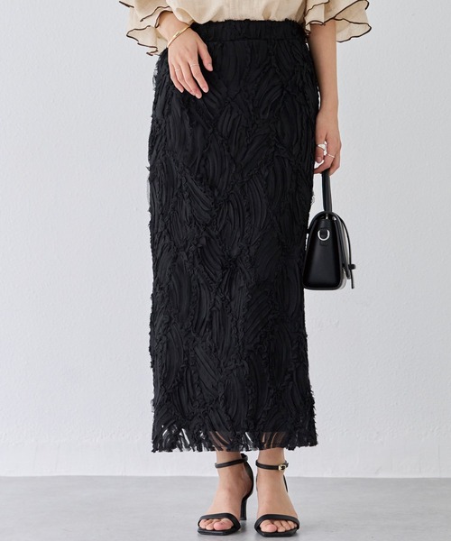 LAVEANGE（ラビアンジェ）の「チュールレースナロースカート（スカート・レディース・ブラック/オフホワイト・LL/M/4L/3L）」の13枚目の写真