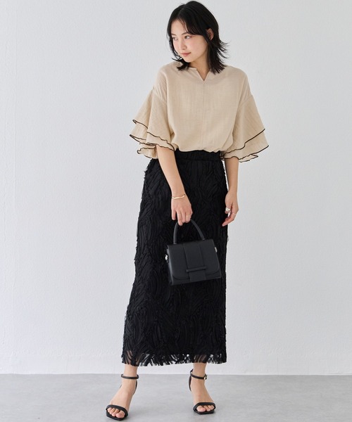 LAVEANGE（ラビアンジェ）の「チュールレースナロースカート（スカート・レディース・ブラック/オフホワイト・LL/M/4L/3L）」の18枚目の写真