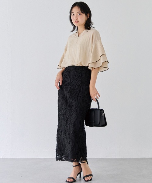 LAVEANGE（ラビアンジェ）の「チュールレースナロースカート（スカート・レディース・ブラック/オフホワイト・LL/M/4L/3L）」の20枚目の写真