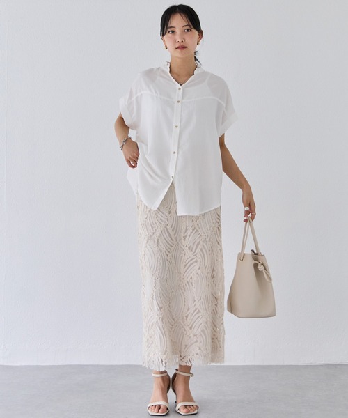 LAVEANGE（ラビアンジェ）の「チュールレースナロースカート（スカート・レディース・ブラック/オフホワイト・LL/M/4L/3L）」の8枚目の写真