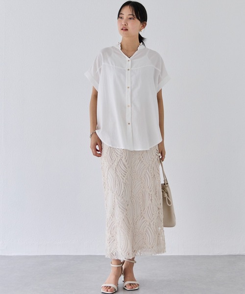 LAVEANGE（ラビアンジェ）の「チュールレースナロースカート（スカート・レディース・ブラック/オフホワイト・LL/M/4L/3L）」の9枚目の写真