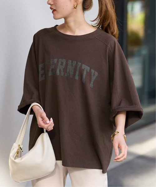 FRAMeWORK(フレームワーク)の「≪WEB限定追加≫ロゴプリントハーフスリーブT2(Tシャツ/カットソー・レディース・ブラウン/ホワイト・FREE)」の12枚目の写真