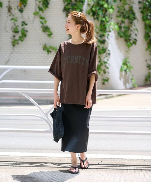 FRAMeWORK(フレームワーク)の「≪WEB限定追加≫ロゴプリントハーフスリーブT2(Tシャツ/カットソー・レディース・ブラウン/ホワイト・FREE)」の16枚目の写真