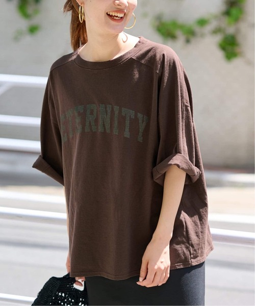 FRAMeWORK(フレームワーク)の「≪WEB限定追加≫ロゴプリントハーフスリーブT2(Tシャツ/カットソー・レディース・ブラウン/ホワイト・FREE)」の21枚目の写真