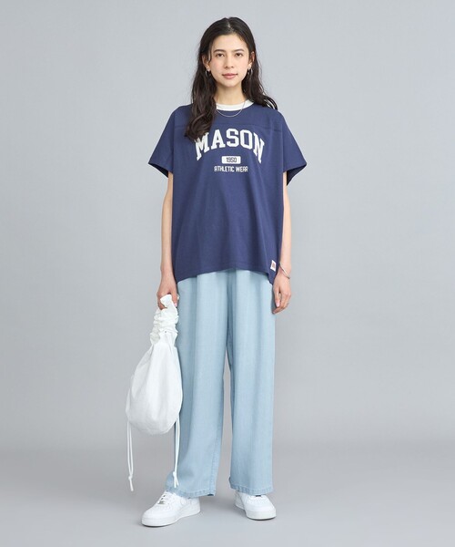 coen（コーエン）の「ライトデニムシャーリングワイドパンツ（デニムパンツ・レディース・コバルトブルー/ライトブルー・M/L）」の11枚目の写真