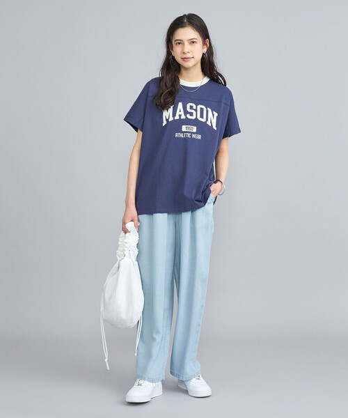 coen（コーエン）の「ライトデニムシャーリングワイドパンツ（デニムパンツ・レディース・コバルトブルー/ライトブルー・M/L）」の13枚目の写真