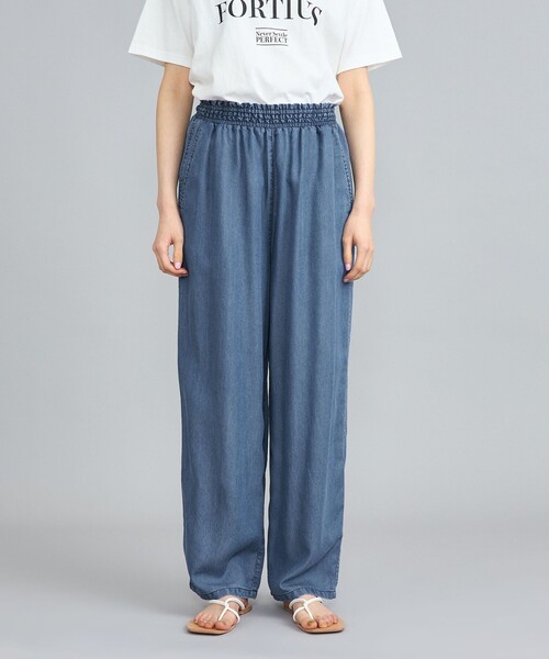 coen（コーエン）の「ライトデニムシャーリングワイドパンツ（デニムパンツ・レディース・コバルトブルー/ライトブルー・M/L）」の14枚目の写真