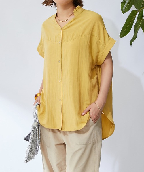 un dix cors(アンディコール)の「フリル襟フレンチスリーブブラウス(シャツ/ブラウス・レディース・ピンク/イエロー/ブラック/オフホワイト・FREE)」の4枚目の写真