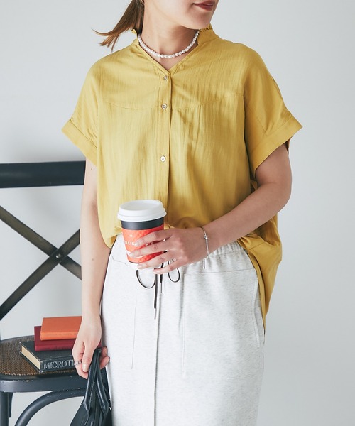 un dix cors(アンディコール)の「フリル襟フレンチスリーブブラウス(シャツ/ブラウス・レディース・ピンク/イエロー/ブラック/オフホワイト・FREE)」の6枚目の写真