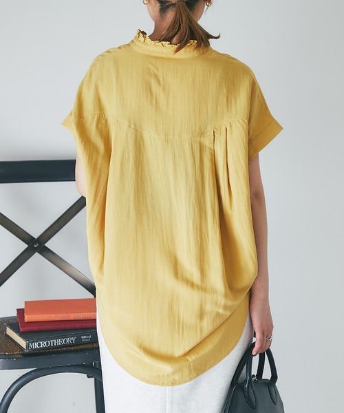 un dix cors(アンディコール)の「フリル襟フレンチスリーブブラウス(シャツ/ブラウス・レディース・ピンク/イエロー/ブラック/オフホワイト・FREE)」の9枚目の写真