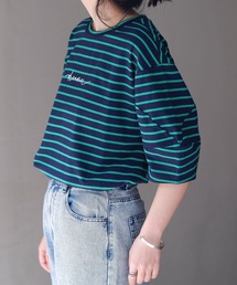 ボーダーロゴプリントTシャツ