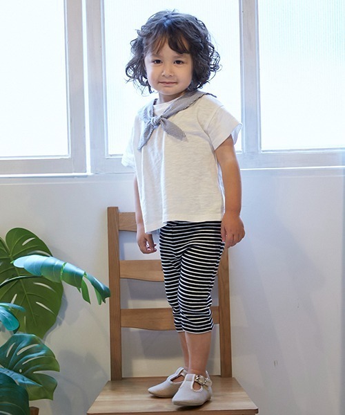 petit main（プティマイン）の「【接触冷感】セーラーTシャツ（Tシャツ/カットソー・キッズ・オフホワイト/ネイビー・80ｃｍ/130cm/120cm/110cm/100cm/90cm）」の5枚目の写真