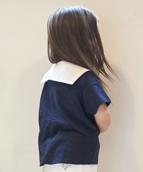 petit main（プティマイン）の「【接触冷感】セーラーTシャツ（Tシャツ/カットソー・キッズ・オフホワイト/ネイビー・80ｃｍ/130cm/120cm/110cm/100cm/90cm）」の6枚目の写真