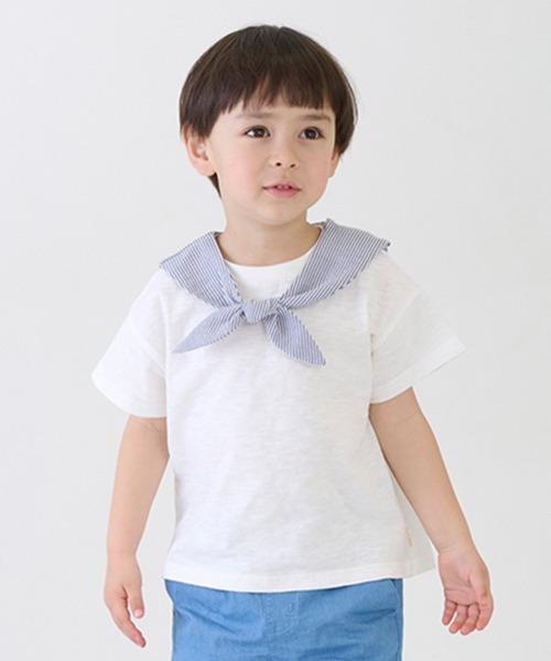 petit main（プティマイン）の「【接触冷感】セーラーTシャツ（Tシャツ/カットソー・キッズ・オフホワイト/ネイビー・80ｃｍ/130cm/120cm/110cm/100cm/90cm）」の15枚目の写真