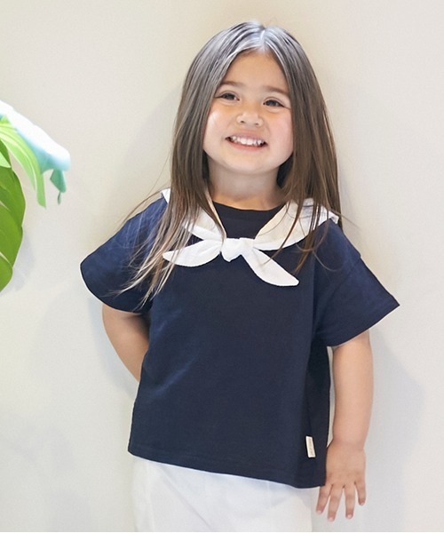 petit main（プティマイン）の「【接触冷感】セーラーTシャツ（Tシャツ/カットソー・キッズ・オフホワイト/ネイビー・80ｃｍ/130cm/120cm/110cm/100cm/90cm）」の13枚目の写真