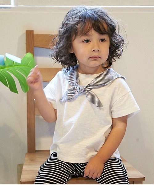 petit main（プティマイン）の「【接触冷感】セーラーTシャツ（Tシャツ/カットソー・キッズ・オフホワイト/ネイビー・80ｃｍ/130cm/120cm/110cm/100cm/90cm）」の14枚目の写真