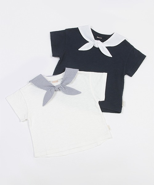 petit main（プティマイン）の「【接触冷感】セーラーTシャツ（Tシャツ/カットソー・キッズ・オフホワイト/ネイビー・80ｃｍ/130cm/120cm/110cm/100cm/90cm）」の19枚目の写真