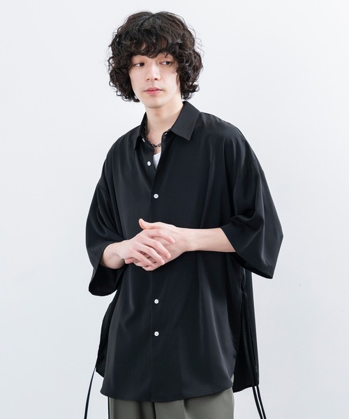 JUNRED(ジュンレッド)の「【 UNISEX 】スリットコードハーフスリーブシャツ(シャツ/ブラウス・メンズ・ホワイト/ブラック/サックスブルー・M/L/S)」の21枚目の写真