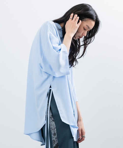 JUNRED(ジュンレッド)の「【 UNISEX 】スリットコードハーフスリーブシャツ(シャツ/ブラウス・メンズ・ホワイト/ブラック/サックスブルー・M/L/S)」の5枚目の写真