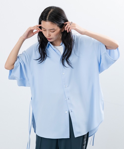 JUNRED(ジュンレッド)の「【 UNISEX 】スリットコードハーフスリーブシャツ(シャツ/ブラウス・メンズ・ホワイト/ブラック/サックスブルー・M/L/S)」の6枚目の写真