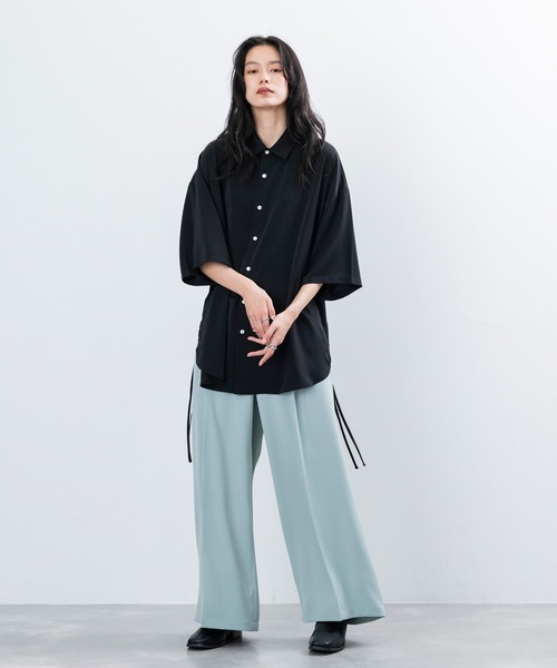 JUNRED(ジュンレッド)の「【 UNISEX 】スリットコードハーフスリーブシャツ(シャツ/ブラウス・メンズ・ホワイト/ブラック/サックスブルー・M/L/S)」の10枚目の写真