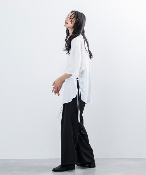 JUNRED(ジュンレッド)の「【 UNISEX 】スリットコードハーフスリーブシャツ(シャツ/ブラウス・メンズ・ホワイト/ブラック/サックスブルー・M/L/S)」の11枚目の写真