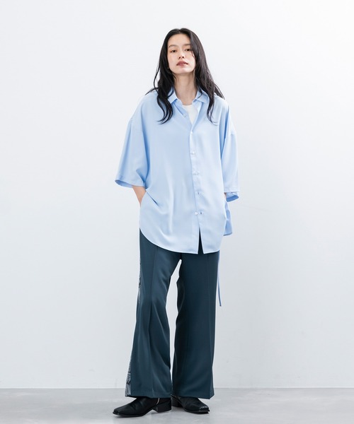 JUNRED(ジュンレッド)の「【 UNISEX 】スリットコードハーフスリーブシャツ(シャツ/ブラウス・メンズ・ホワイト/ブラック/サックスブルー・M/L/S)」の13枚目の写真