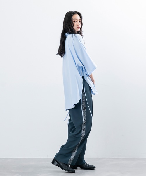 JUNRED(ジュンレッド)の「【 UNISEX 】スリットコードハーフスリーブシャツ(シャツ/ブラウス・メンズ・ホワイト/ブラック/サックスブルー・M/L/S)」の14枚目の写真