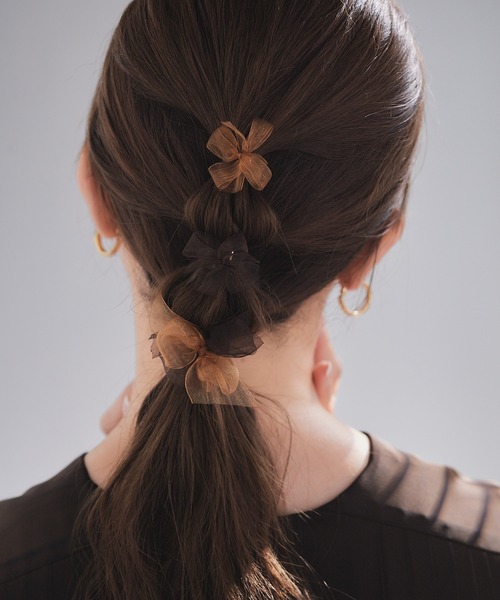 dee doo dah（ディドゥダ）の「deedoodah　リボンヘアカフ　3ピースセット/ポニーフック（ヘアピン・レディース・K/L/M/N/B/G/I/A/H/J/O/C/D/E/F・FREE）」の2枚目の写真