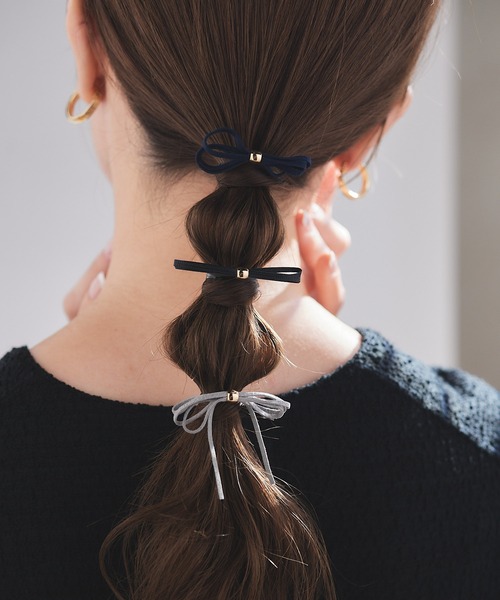 dee doo dah（ディドゥダ）の「deedoodah　リボンヘアカフ　3ピースセット/ポニーフック（ヘアピン・レディース・K/L/M/N/B/G/I/A/H/J/O/C/D/E/F・FREE）」の7枚目の写真